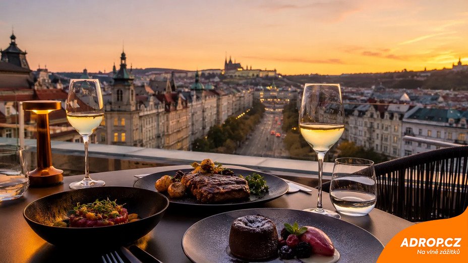 Tříchodové menu s výhledem na Prahu: Sky Bar & Restaurant