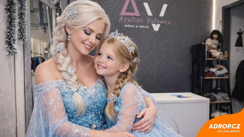 Princeznovská proměna pro maminku a dceru ve stylu ledového království Praha