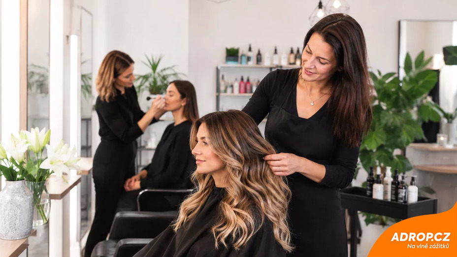 Balayage proměna s denním líčením v Ateliéru Vulcano Delizé
